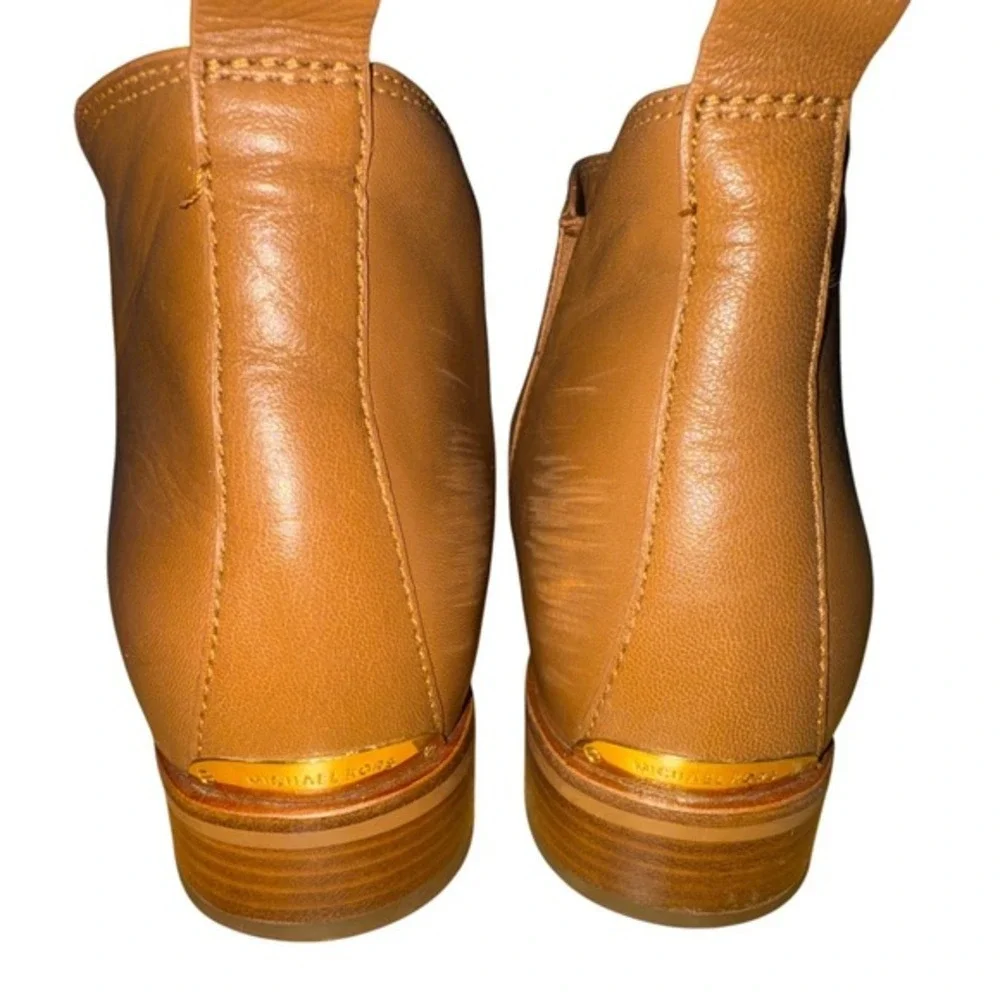 Michael Kors Ankle Boots Women 7.5M Pre-Owned‎ Booties Tan Leather Pointed Toe